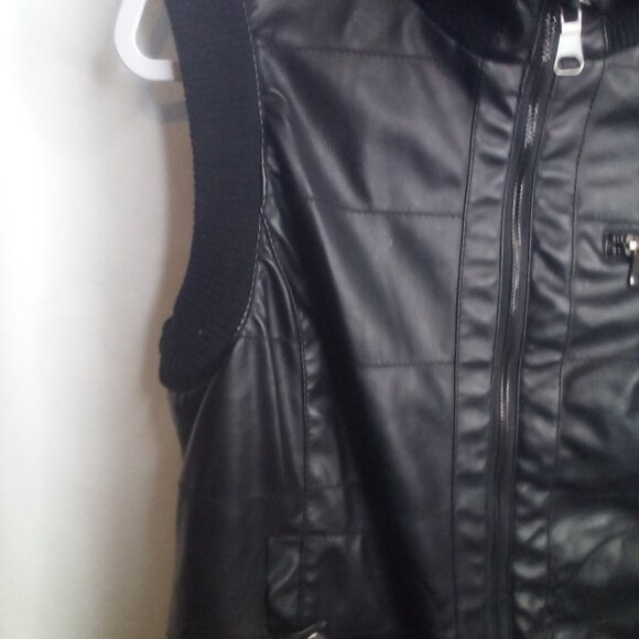 CCi Sono by Cavalini Vest Faux Leather Pockets Full Zip Black - Picture 11 of 16